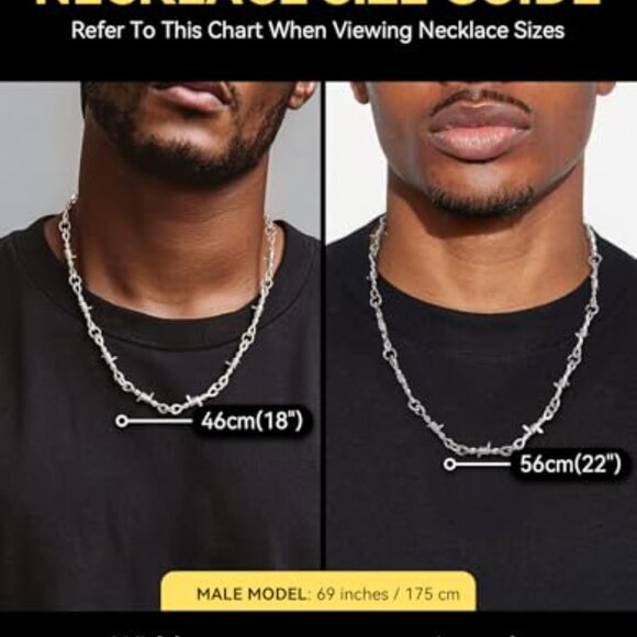 Stainless Steel Barbed Wire Necklace Punk Rock Hip Hop Chain 22 Inch - Picture 6 of 8